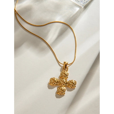Jewelry Classic Style Cross Rose 304 Stainless Steel Pendant Necklace