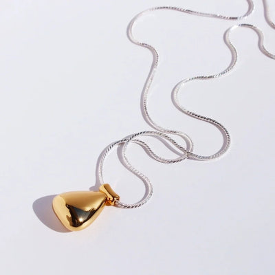 Brass 24K Gold Plated Plating Color Block Water Droplets Brass Necklace