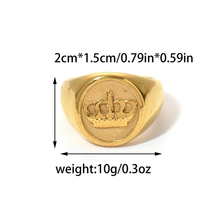 Jewelry Punk Roman Style Commute Geometric Crown 304 Stainless Steel Zircon 14K Gold Plated Plating Inlay Rings