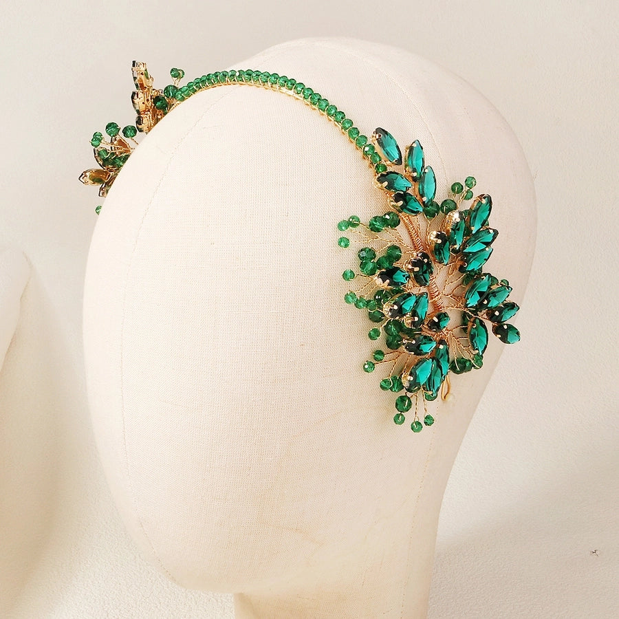 Women's Elegant Shiny Leaf Alloy Inlay Rhinestones Hair Band