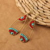 bohemian sector synthetic gemstones shell copper tassel mesh women's ear hook