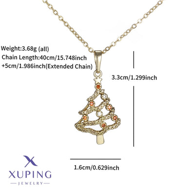 Copper 18K Gold Plated Christmas Tree Pendant Necklace