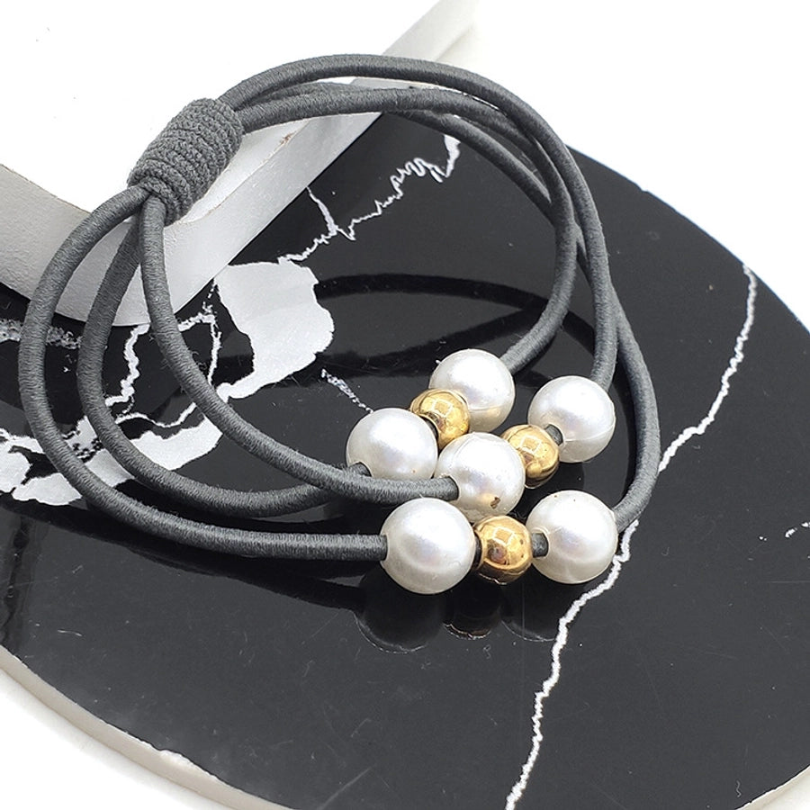 korean style three-in-one pearl hair band high elasticity simple handmade knotted hair rubber band hair rope factory