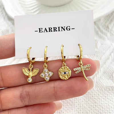 1 Pair IG Style Simple Style Dragonfly Inlay Copper Zircon Drop Earrings