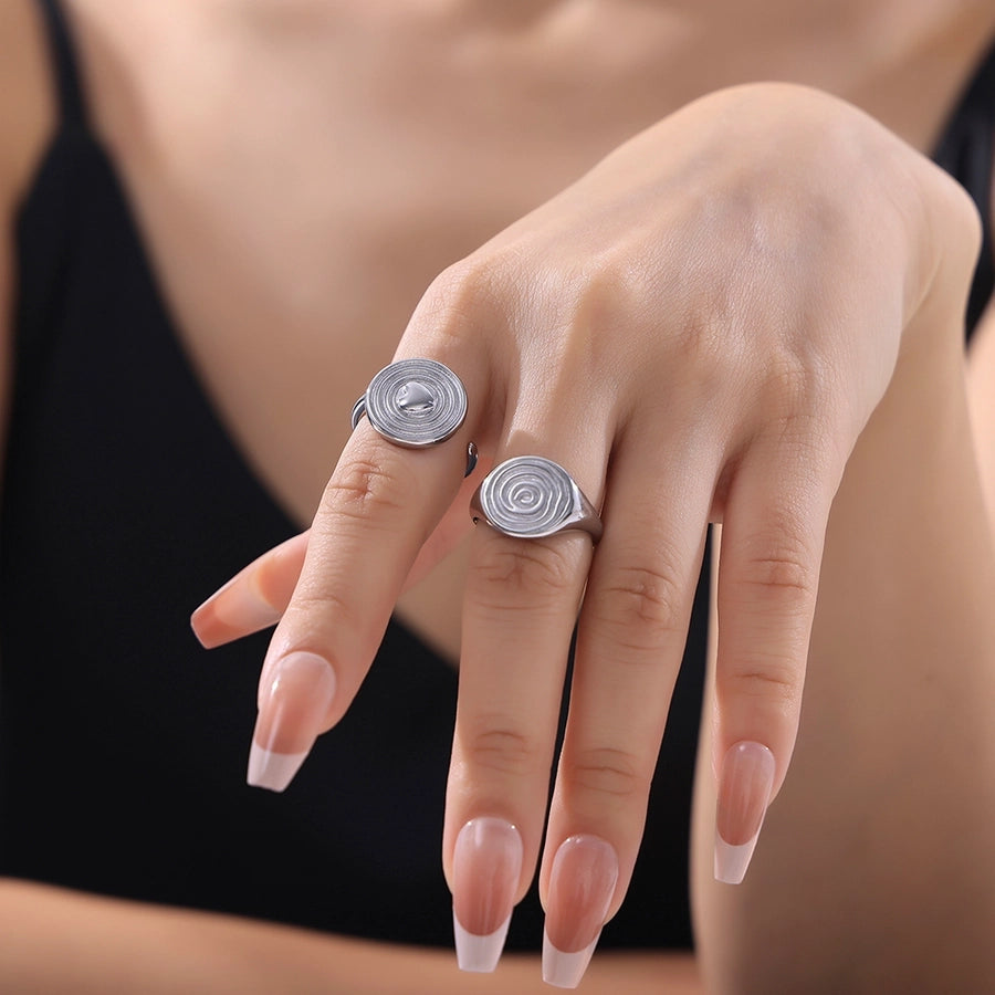 Jewelry Hawaiian Modern Style Circle Heart Shape Titanium Steel Open Rings