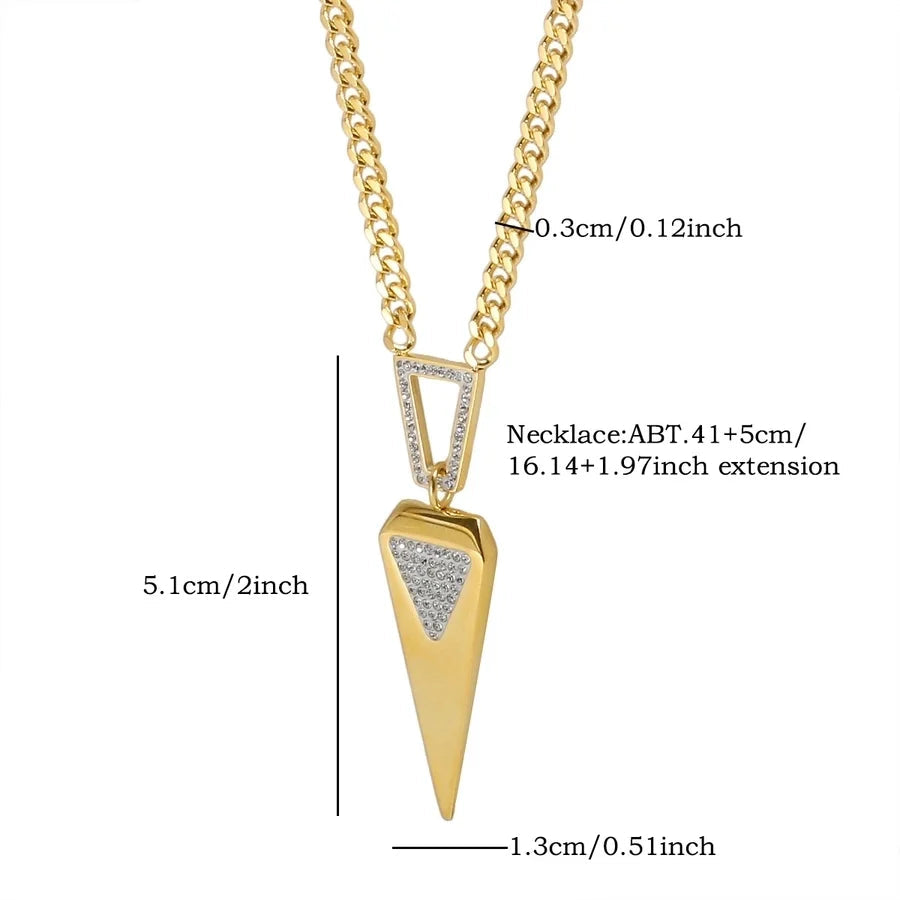 Jewelry Streetwear Triangle 304 Stainless Steel Zircon Plating Earrings Necklace