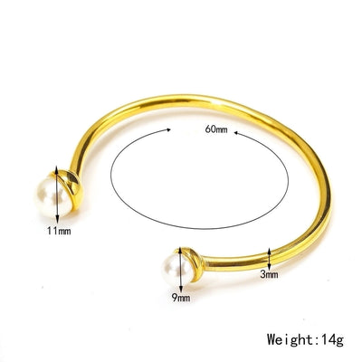 Elegant Simple Style Geometric 304 Stainless Steel Pearl Bangle In Bulk