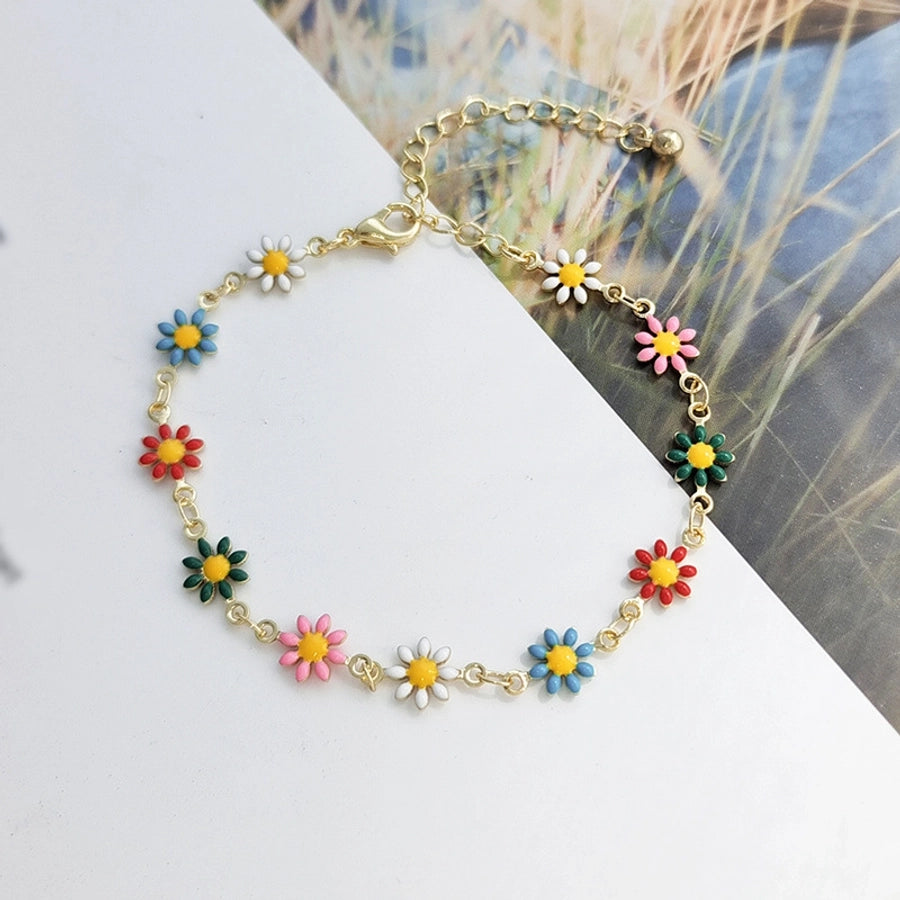 Copper Enamel Daisy Bracelets
