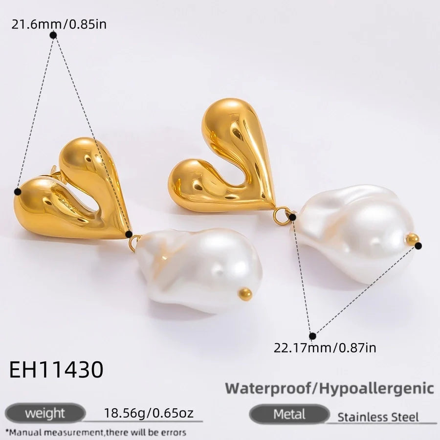 1 Pair Simple Style Commute Heart Shape Flower Bow Knot Plating 304 Stainless Steel Drop Earrings