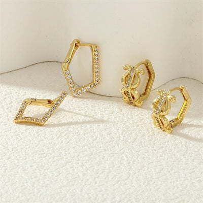 1 Pair IG Style Simple Style Commute Geometric Inlay Copper Zircon 18K Gold Plated Earrings