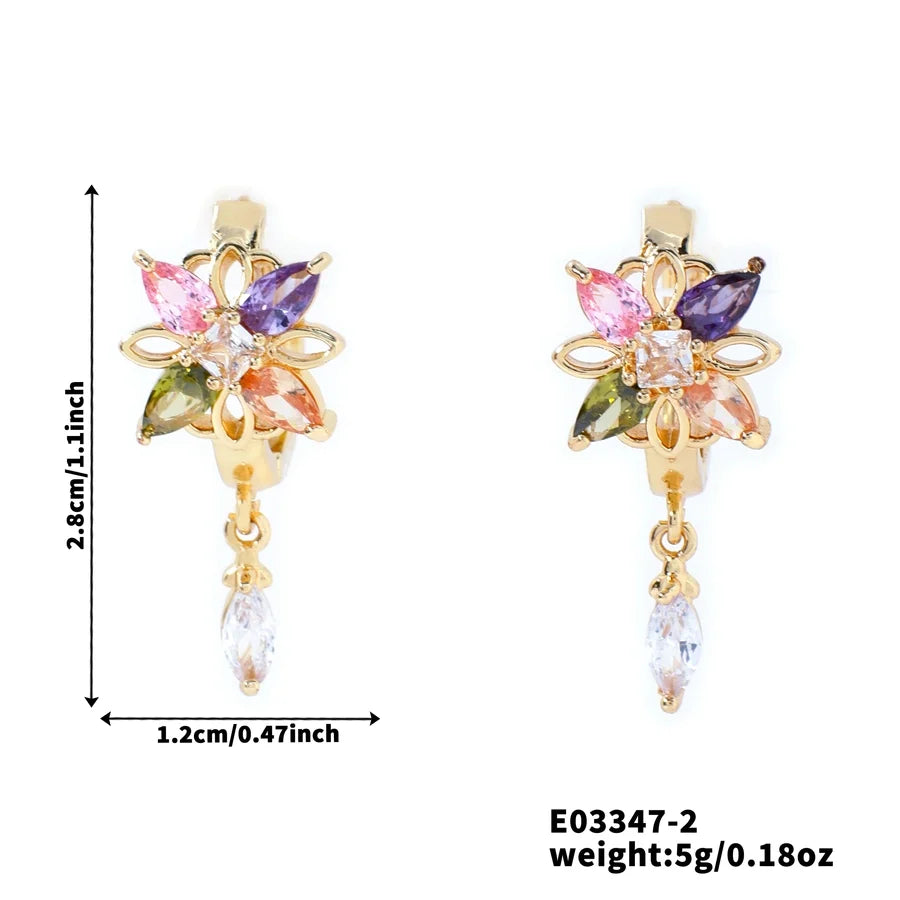 1 Pair Elegant Glam Shiny Cat Inlay Copper Zircon K Gold Plated Rhodium Plated Earrings