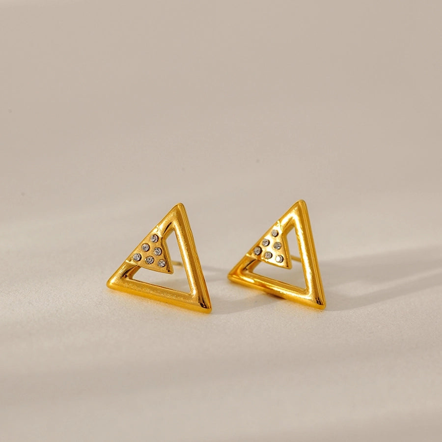 1 Pair Elegant Simple Style Geometric 304 Stainless Steel Zircon Ear Studs