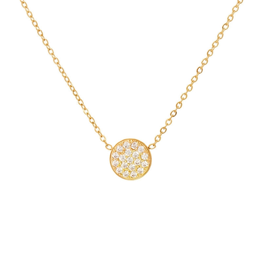 Jewelry IG Style Simple Style Round 304 Stainless Steel Zircon 14K Gold Plated Inlay Necklace