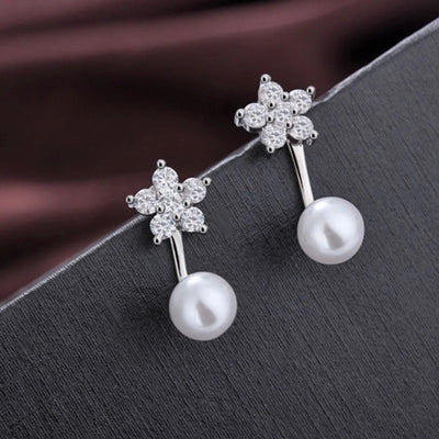 1 Pair Simple Style Classic Style Solid Color Inlay Copper Pearl Zircon Ear Studs