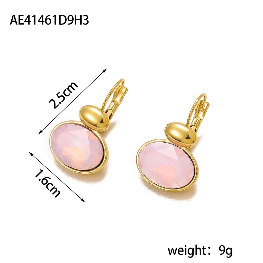 1 Pair Simple Style Geometric 304 Stainless Steel Zircon 18K Gold Plated Earrings
