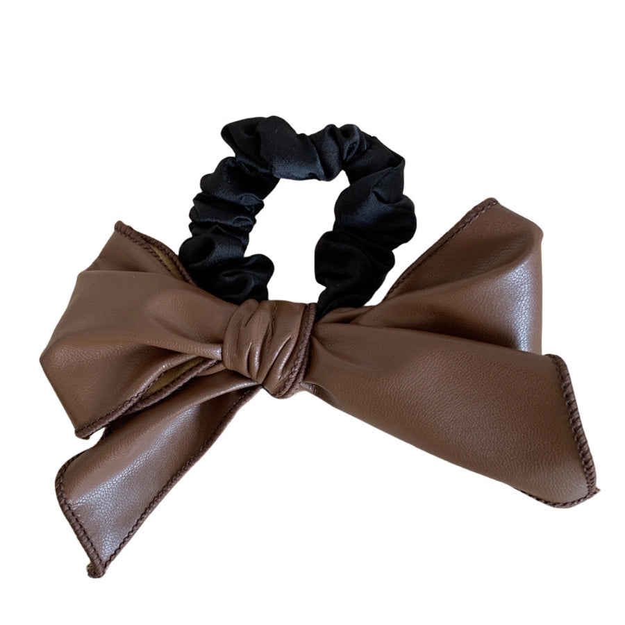 Women's Retro Bow Knot Pu Leather Hair Tie