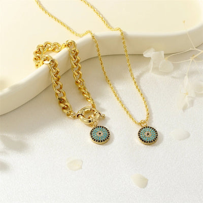 Jewelry Hip-Hop Eye Copper Zircon Inlay Bracelets Necklace