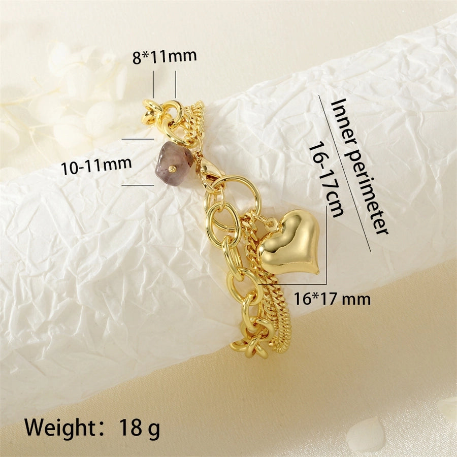 Jewelry Elegant Classic Style Streetwear Heart Shape Copper Bracelets Necklace