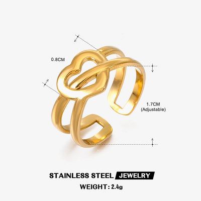 Jewelry Elegant Heart Shape Titanium Steel Open Rings