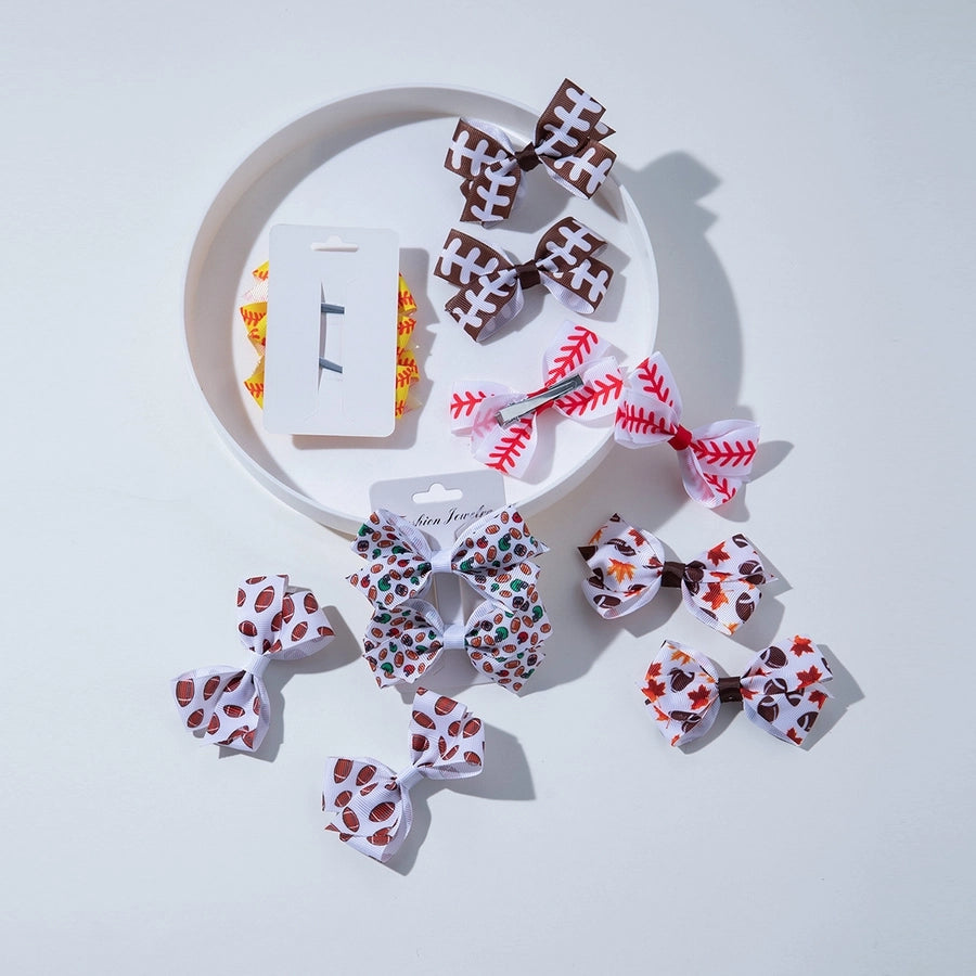 children's bow hair accessories girls' rugby dovetail hairpin cheerleading accessories metal duckbill clip