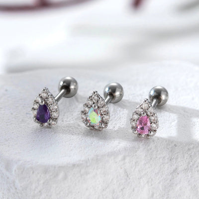 1 Piece Classic Style Water Droplets Inlay Copper Zircon Ear Studs