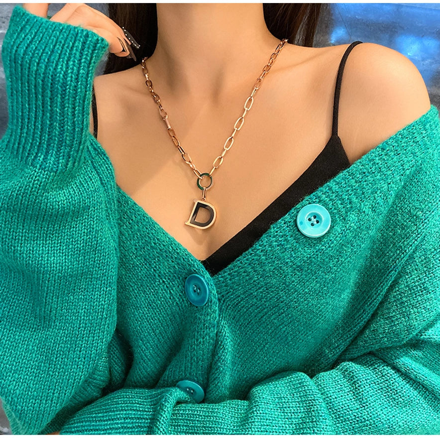 Jewelry Casual Simple Style Streetwear Letter Titanium Steel Plating Pendant Necklace