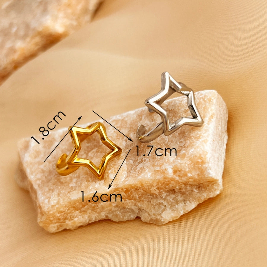 Jewelry Casual Retro Simple Style Pentagram 201 Stainless Steel 18K Gold Plated Plating Adjustable Ring