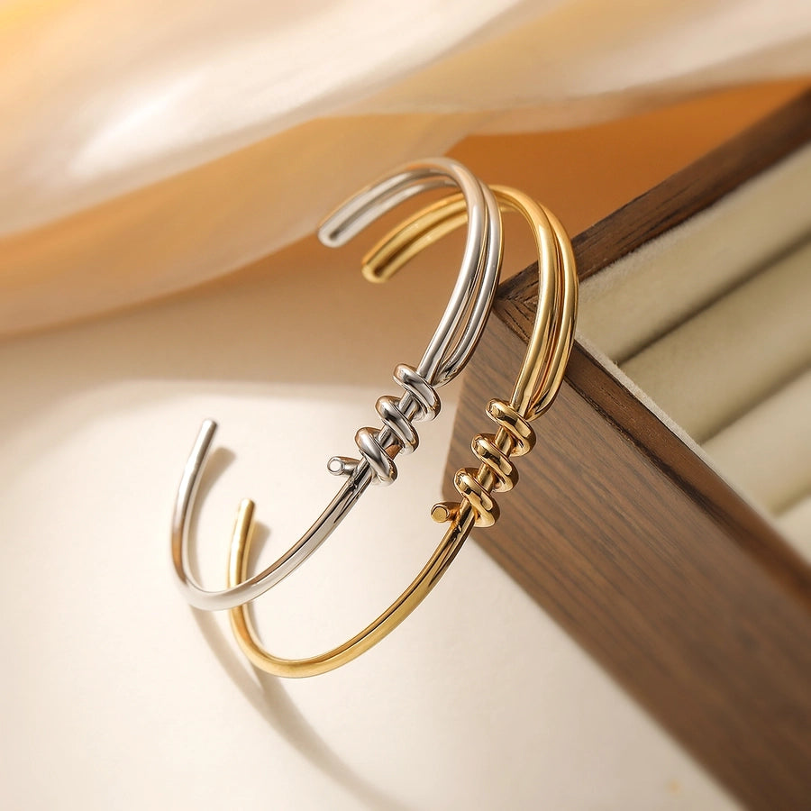 Retro Simple Style Commute Geometric 304 Stainless Steel Cuff Bracelets In Bulk