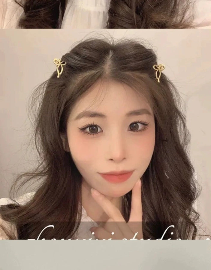 Go to windy places Liu Yifei Xu Hongdou with the same bow small grip Princess head metal bangs hairpin female