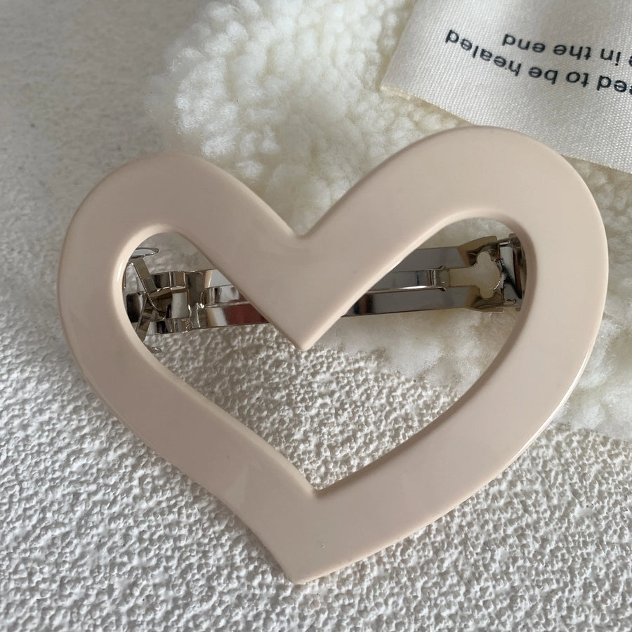 simple style heart shape alloy acetic acid sheets hollow out hair clip