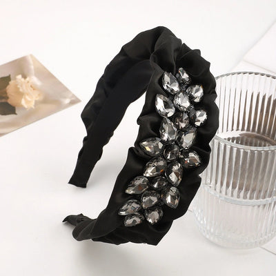 Women's Elegant Glam Circle Water Droplets Flower Plastic Glass satin Hair Band