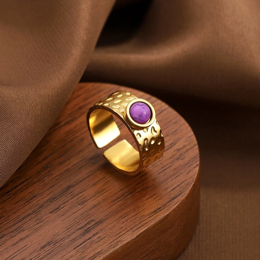 Jewelry Elegant Geometric 304 Stainless Steel Turquoise Open Rings