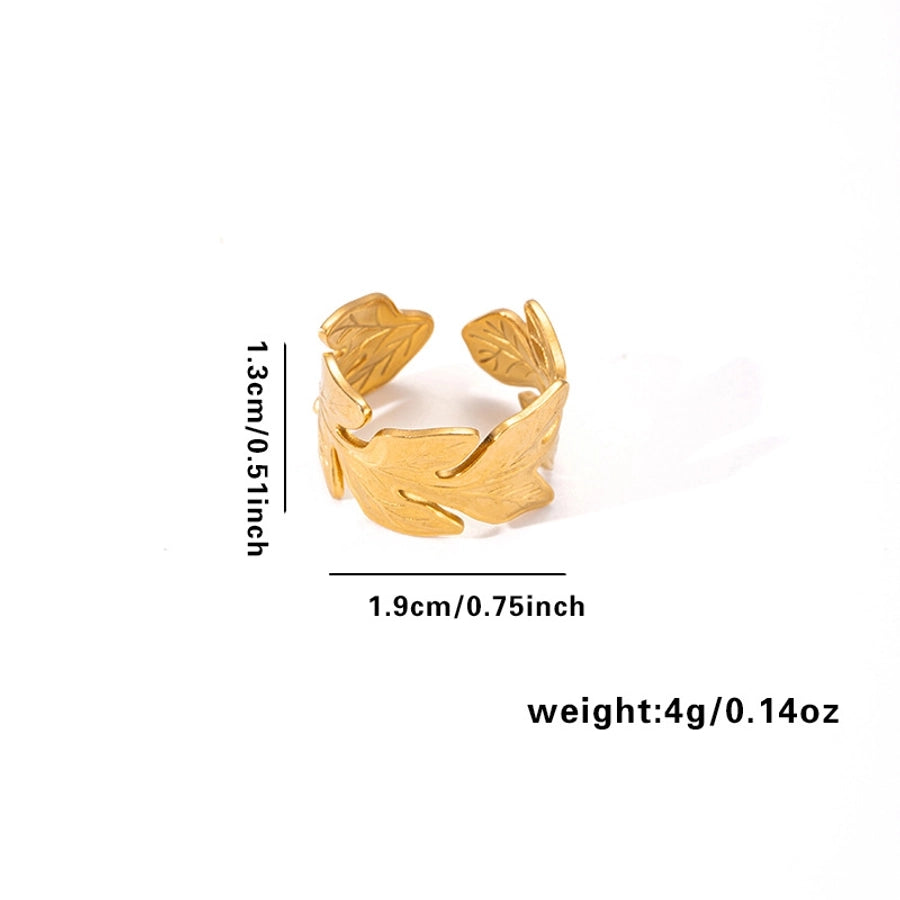 Jewelry Elegant Leaf Heart Shape Titanium Steel Open Rings