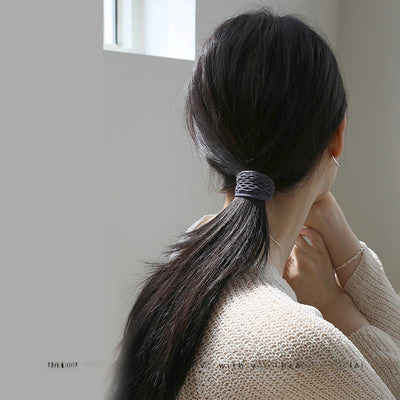 Korean style wide hair rope female Four Seasons adult ponytail leather cover headband simple temperament hair band high elastic durable rubber band