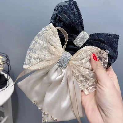 Women's Simple Style Classic Style Bow Knot satin Gauze Inlay Rhinestones hair buckle