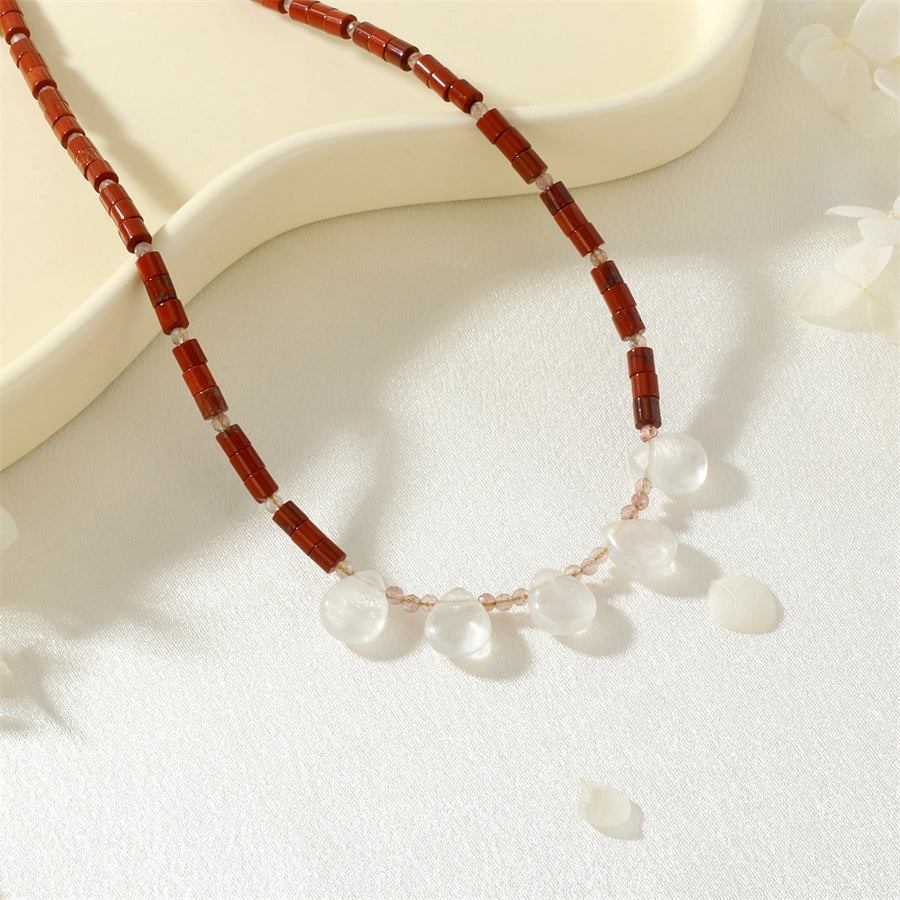 Ethnic Style Water Droplets natural stone Copper Pendant Necklace In Bulk