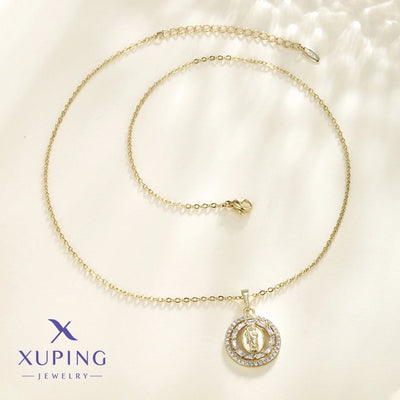Jewelry Vintage Style Human 304 Stainless Steel Copper Zirconia 18K Gold Plated Plating Pendant Necklace