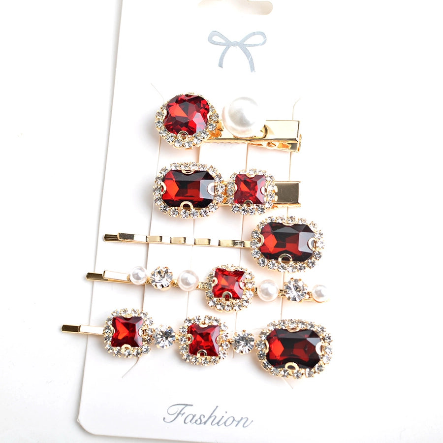 women's simple style color block copper plating inlay rhinestones hair clip