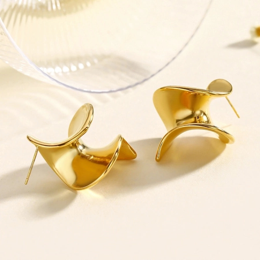 1 Pair Glam Classical Romantic Spiral 304 Stainless Steel Ear Studs