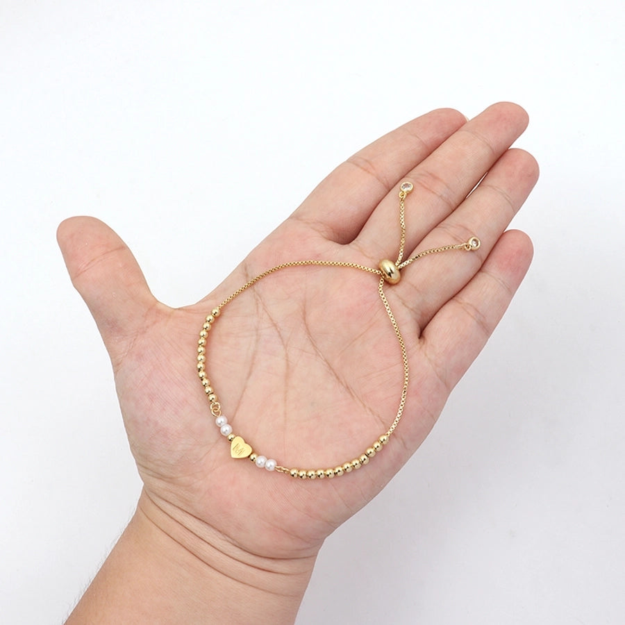 304 Stainless Steel Copper Letter Heart Shape Bracelets