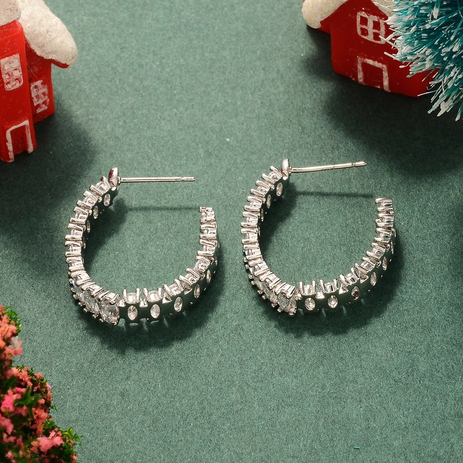 1 Pair Elegant Luxurious Simple Style Geometric Inlay Copper Zircon White K Ear Studs