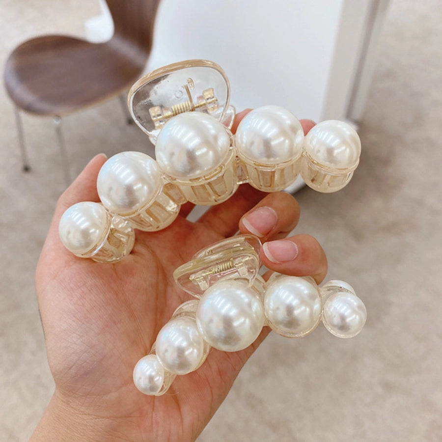 korean fashion style pearl hairpin big hair grabbing clip plate hair ponytail small hair claw