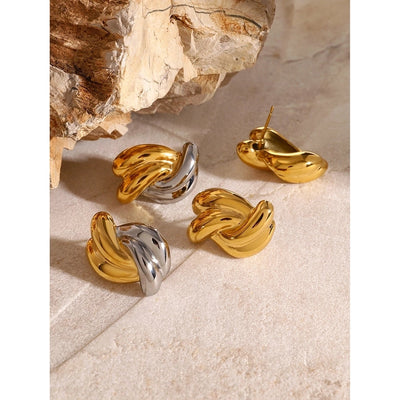 1 Pair Classic Style cross Color Block 304 Stainless Steel Ear Studs