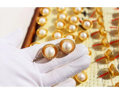 1 Pair Elegant Vintage Style Luxurious Geometric Brass 24K Gold Plated Ear Studs