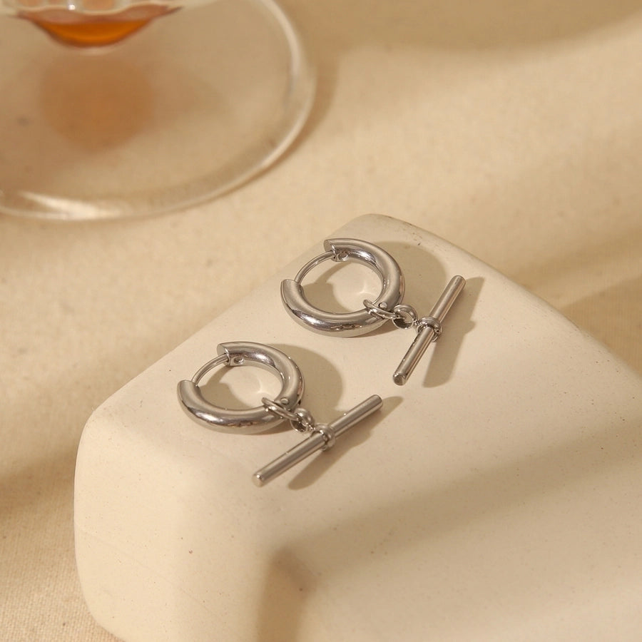 1 Pair IG Style Retro Classic Style Geometric Solid Color Removable Plating 304 Stainless Steel 18K Gold Plated Drop Earrings