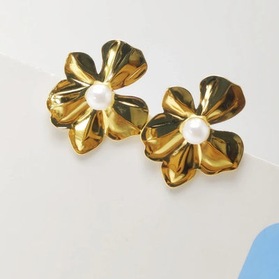 1 Pair Elegant Commute Flower 304 Stainless Steel Ear Studs