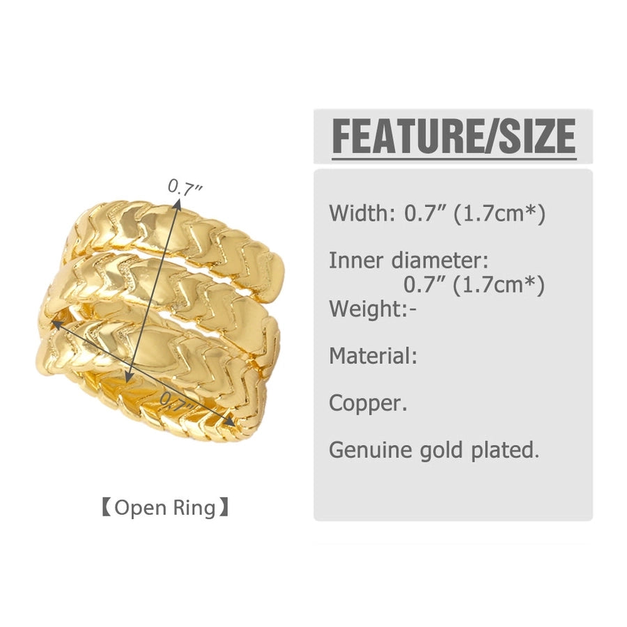 Copper 18K Gold Plated Plating Irregular Open Rings