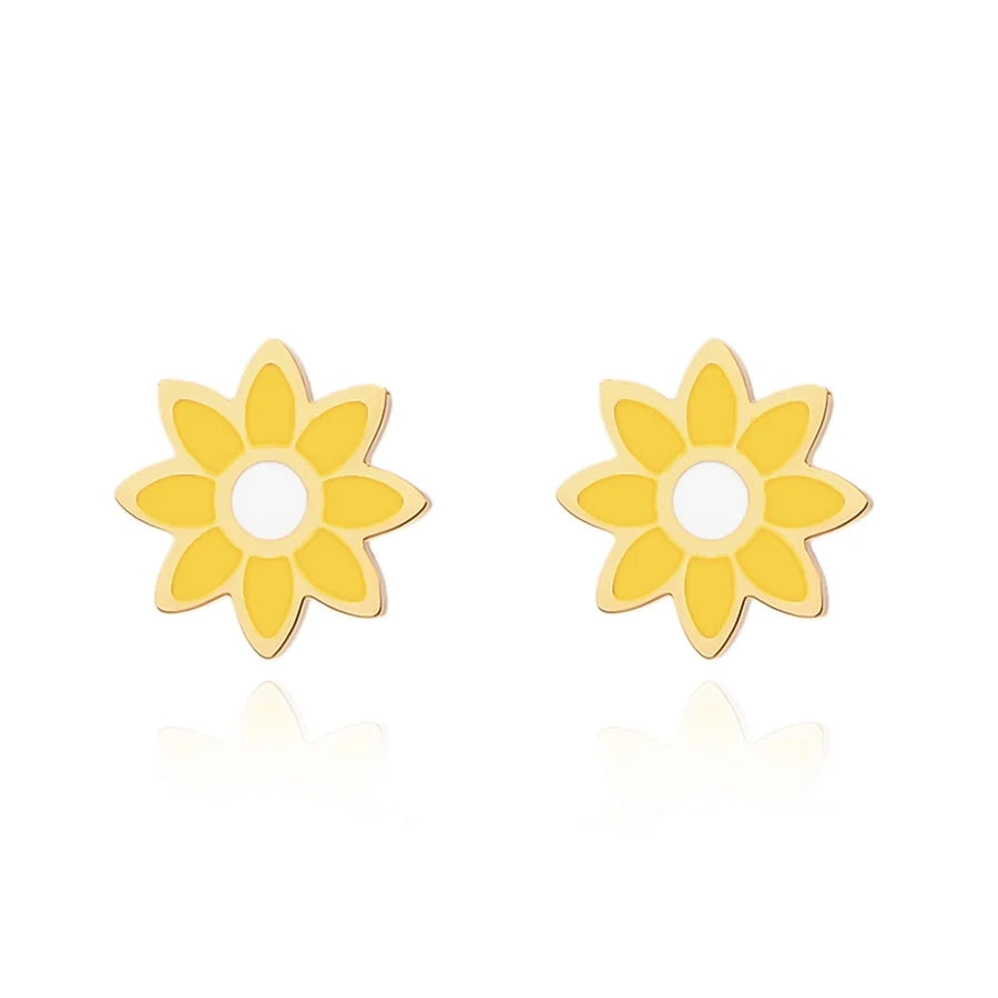 Premium Little Daisy Flower Bracelet Necklace Ear Stud Three-Piece Set Sweet Personality Niche Stainless Steel Ornament