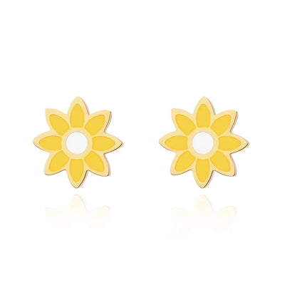 Premium Little Daisy Flower Bracelet Necklace Ear Stud Three-Piece Set Sweet Personality Niche Stainless Steel Ornament
