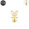 1 Piece Lip Rings Simple Style Shiny Panda Glasses Spider Pure Titanium Titanium Alloy Zircon 14K Gold Plated White Gold Plated Lip Rings Ear Cartilage Rings & Studs